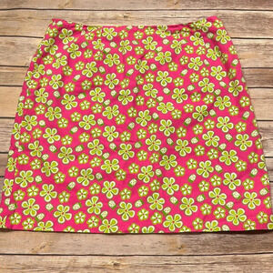 Lilly Pulitzer Dune Buggy Pink and Green Floral Print Skirt Size 8